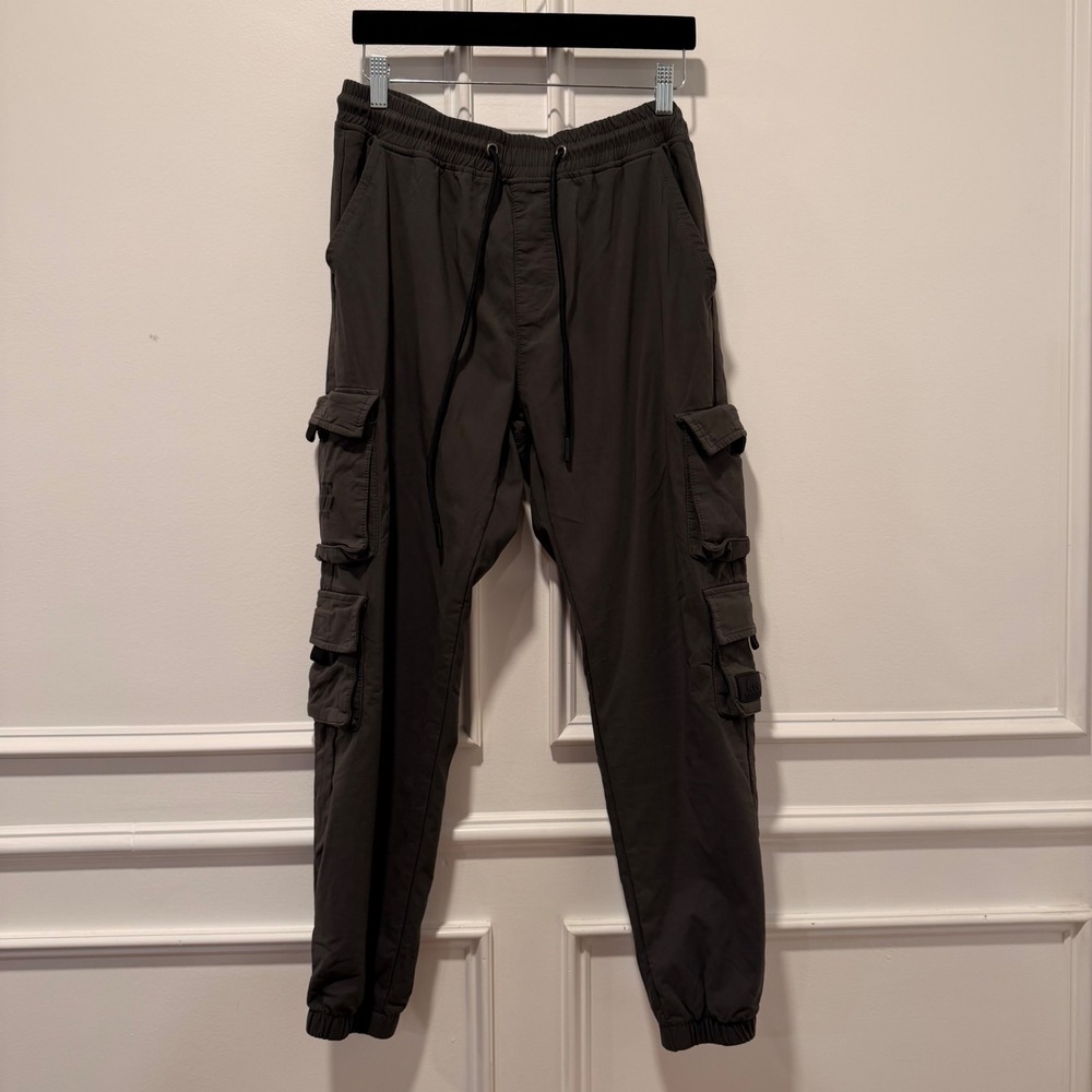 Ring of Fire Men's XL‎ Black Cargo Jogger Pants Multi-Pocket Drawstring